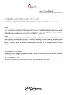 Le Quaternaire de la région parisienne - article ; n°1 ; vol.10, pg 31-45
