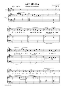 Partition complète, Ave Maria, Op.934, D major, Zajc, Ivan