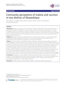 Community perceptions of malaria and vaccines in two districts of Mozambique