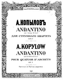 Partition complète, Andantino sur le thème B-la-f, B♭ major, Kopylov, Aleksandr
