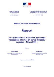 L évaluation des moyens en personnels nécessaires à la mise en oeuvre du réseau européen « Natura 2000 » : mission d audit de modernisation