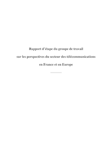 Rapport d étape du groupe de travail sur les perspectives du secteur des télécommunications en France et en Europe