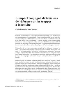 L impact conjugué de trois ans de réforme sur les trappes à inactivité - article ; n°1 ; vol.346, pg 161-185