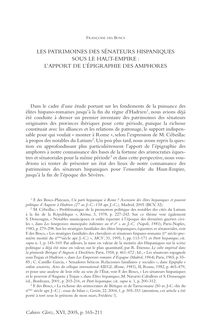 Les patrimoines des sénateurs hispaniques sous le Haut-Empire : l’apport de l’épigraphie des amphores - article ; n°1 ; vol.16, pg 165-211