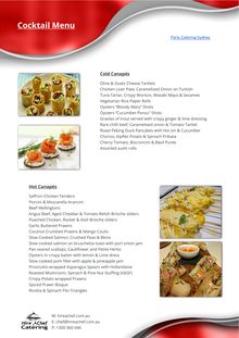 Party Catering Sydney Cocktail Menu Hire A Chef Catering