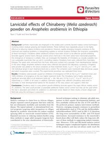 Larvicidal effects of Chinaberry (Melia azederach) powder on Anopheles arabiensisin Ethiopia