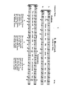 Partition Vocal score, Mailied  Der Schnee zerrinnt , D.202, May Song (The Snow Melts)