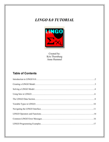 LINGO 8 Tutorial - Normal Format