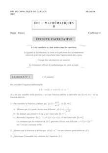 Btsinfges 2003 mathematiques ii