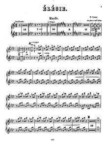 Partition harpe, Elegy No.1, Première Élégie, Erstes Elegie, Liszt, Franz