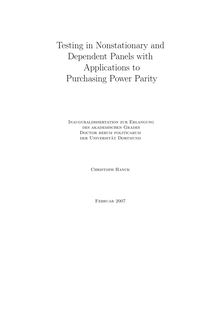 Testing in nonstationary and dependent panels with applications to purchasing power parity [Elektronische Ressource] / Christoph Hanck