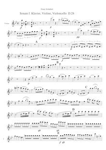 Partition violon, “Sonatensatz” en B?, Sonata movement in B♭ for Piano Trio