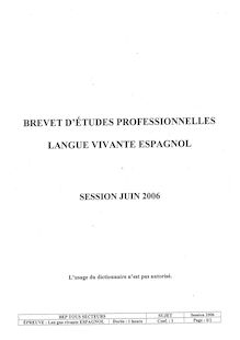 Espagnol 2006 BEP - Carrières sanitaires et sociales