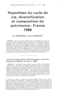 Hypothese du cycle de vie, diversification et composition du ...