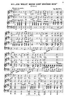 Partition No., Ich wollt , meine Lieb  ergösse sich (Heinrich Heine), 6 chansons pour 2 voix et Piano