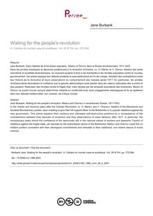 Waiting for the people s revolution - article ; n°3 ; vol.26, pg 375-394