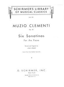 Partition complète, 6 sonates Op.36, Clementi, Muzio