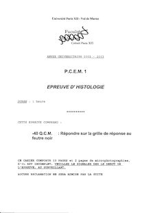 Ufrcreteil 2003 histologie pcem1 semestre 2