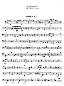 Partition timbales, Ruy Blas Overture, Op.95, Mendelssohn, Felix