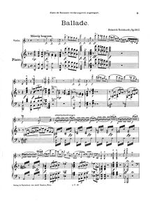 Partition de piano et partition de violon, Ballade, Reinhardt, Heinrich