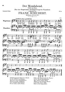 Partition complète, Der Mondabend, D.141 (Op.131 No.1), The Moonlit Evening