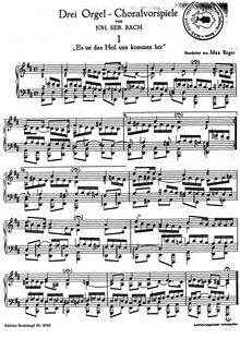 Partition 3 choral préludes, Bach Transcriptions, Reger, Max