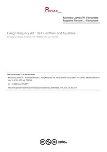 Fang Reliquary Art : Its Quantities and Qualities - article ; n°60 ; vol.15, pg 723-746