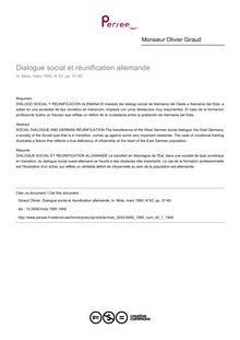 Dialogue social et réunification allemande - article ; n°1 ; vol.42, pg 37-45