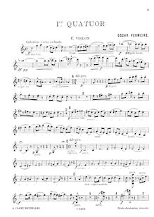 Partition violon 1, corde quatuor No.1, C major, Vermeire, Oscar