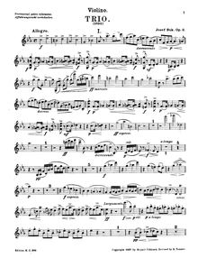 Partition de violon, Piano Trio, Op.2, C Minor, Suk, Josef