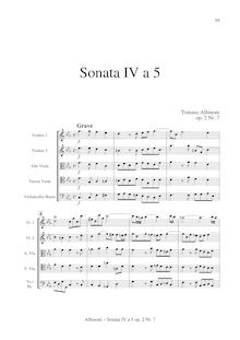 Partition , Sonata IV en C minor (includes partition compléte without clavecin), Sei Sinfonie e Sei concerts a Cinque, Op.2
