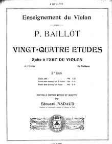 Partition Book 3, Etudes 13-18, pour Art of pour violon, Baillot, Pierre
