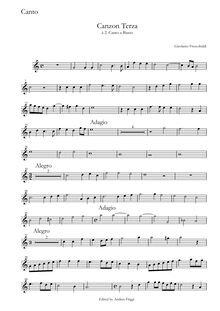 Partition Canto, Canzon Terza à , Canto e Basso, Frescobaldi, Girolamo