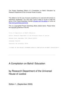 A Compilation on Bahá’í Education