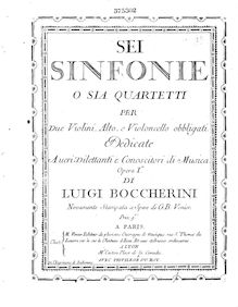 Partition violon 2, 6 corde quatuors, G.159-164 (Op.2), Boccherini, Luigi par Luigi Boccherini