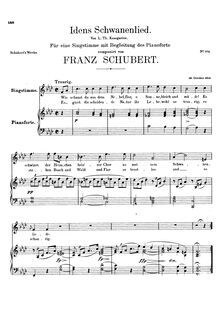 Partition complète, Idens Schwanenlied, D.317, Ida s Swan Song, Schubert, Franz