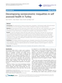 Decomposing socioeconomic inequalities in self assessed health in Turkey