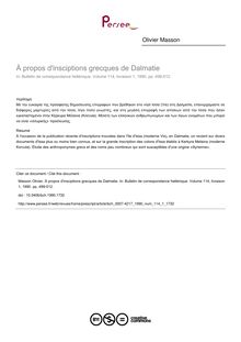 À propos d insciptions grecques de Dalmatie - article ; n°1 ; vol.114, pg 499-512