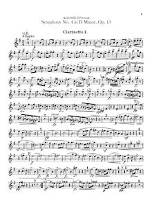Partition clarinettes 1, 2 (en B♭, A), Symphony No.4, Symfonie č.4