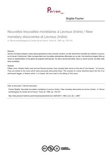 Nouvelles trouvailles monétaires à Levroux (Indre) / New monetary discoveries at Levroux (Indre)  - article ; n°1 ; vol.32, pg 103-107
