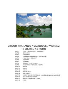 CIRCUIT THAILANDE / CAMBODGE / VIETNAM 18 JOURS / 15 NUITS