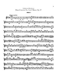 Partition hautbois 1, 2, Piano Concerto No.3, C Minor, Beethoven, Ludwig van