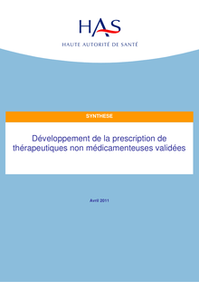 Développement de la prescription de thérapeutiques non médicamenteuses validées - Developpement de la prescription de therapeutiques non medicamenteuses SYNTHESE