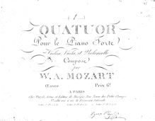 Partition Piano, Piano quatuor, Piano Quartet No.2, E♭ major, Mozart, Wolfgang Amadeus