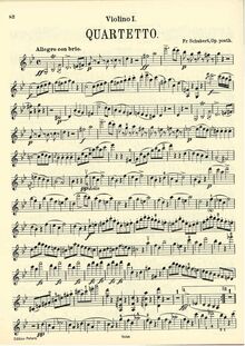 Partition violon 1, corde quatuor No. 9 en G minor, D.173, Schubert, Franz