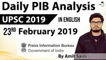 PIB News Analysis of 23rd Feb 2019 From Study IQ