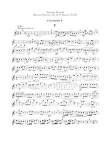 Partition clarinette 1, 2 (A, B♭), Slavonic Dances, Slovanské tance