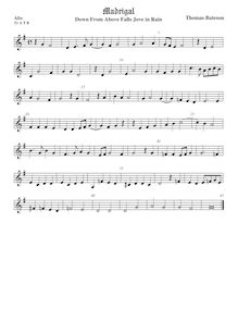 Partition ténor viole de gambe 1 (aigu clef), pour First Set of anglais Madrigales to 3, 4, 5 et 6 voix par Thomas Bateson