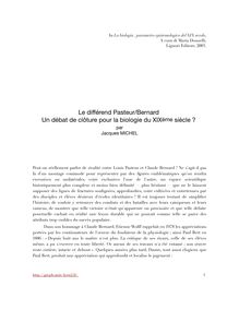 Le différend Pasteur/Bernard Un débat de clôture pour la ... - GREPH