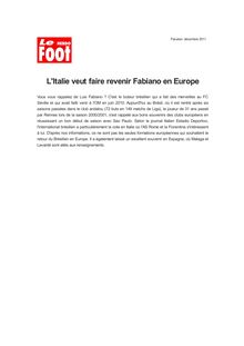 L Italie veut faire revenir Fabiano en Europe